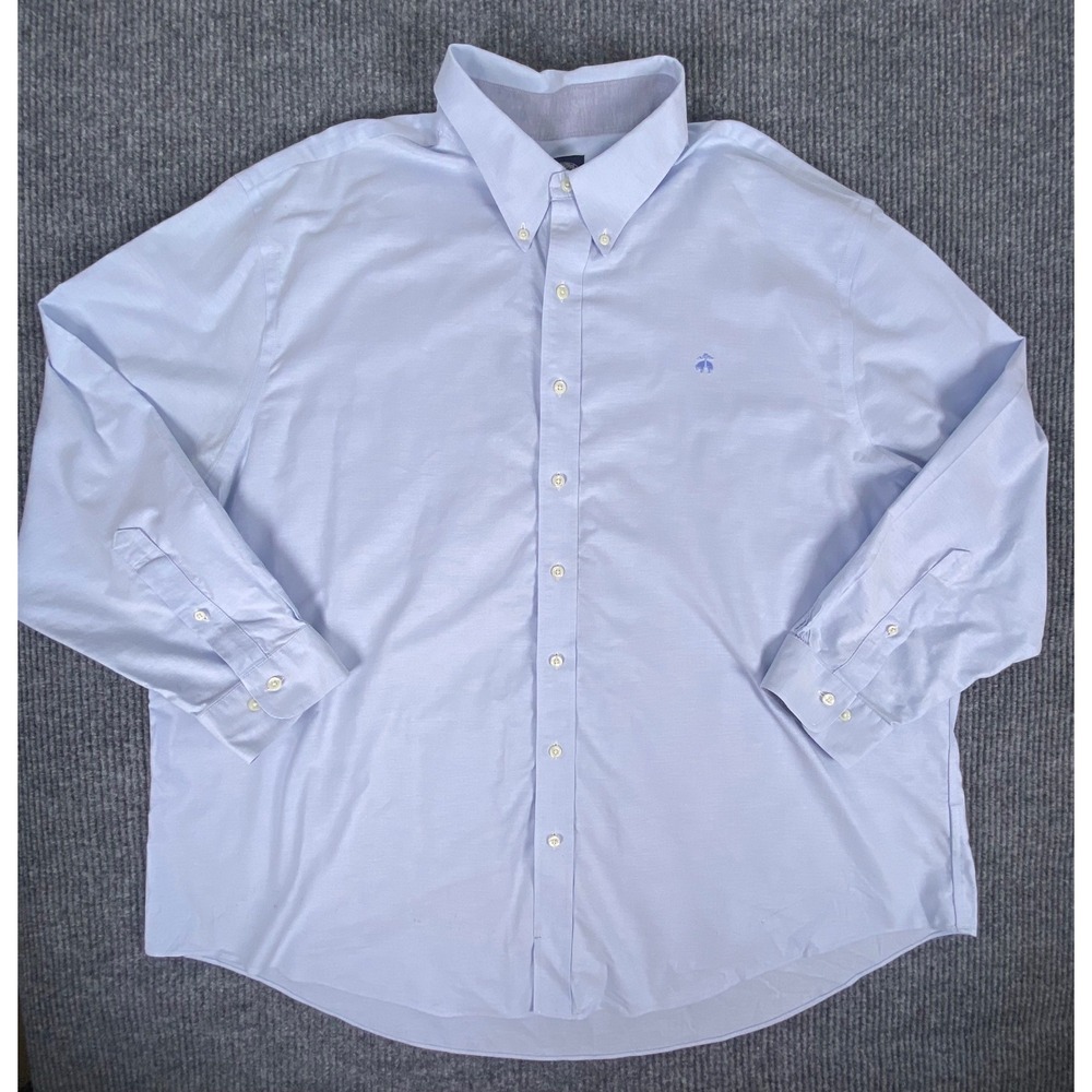 Brooks Brothers Button Down Shirt Mens 3XL Blue Stretch Non-Iron Oxford Preppy
